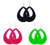 Pendientes colgantes topológicos ligeros Paquete de 3 complementos finos de poliacrilato Excelente para festivales y fiestas de disfraces Joyas para festivales Pendientes ligeros