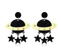 Pendientes colgantes únicos hechos a mano de acrílico con diseño de planeta universo, elegantes, ligeros, creativos, para mujer, regalos de joyería, 0, Metal Acrílico, Sin piedra preciosa