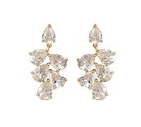 Pendientes colgantes vintage, circonitas, pendientes colgantes de hoja de oro con circonita en forma de pera, 18 x 35 mm, para mujer, joyas para el día del padre