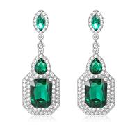 Pendientes colgantes vintage con diamantes de imitación coloridos y largos de cristal para mujer, para boda, baile de graduación, Large, Acero inoxidable con diamantes de imitación, Diamante de