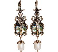 Pendientes colgantes vintage para mujer, pendientes únicos de abulón de moda extraña y escarabajo
