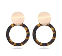 Pendientes colgantes y de gota de aleación simples con forma de círculo acrílico hueco para mujer