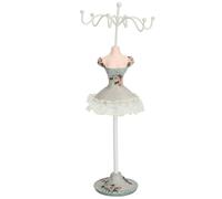 Pendientes collar princesa vestido soporte pantalla hierro maniquí joyería estante pino verde elegante resina titular para las mujeres niñas joyería organizador 10,2x3,9x3.9in (3)