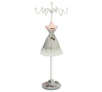 Pendientes collar princesa vestido soporte pantalla hierro maniquí joyería estante pino verde elegante resina titular para las mujeres niñas joyería organizador 10,2x3,9x3.9in (1)