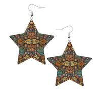 Pendientes coloridos con forma de estrella de calaveras de azúcar, aretes colgantes modernos, joyería de declaración para mujer para la oficina diaria