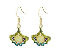 Pendientes con borlas en forma de abanico chapados en plata, aleación sofisticada para bodas, fiestas, uso diario, accesorios de oreja inspirados en Asia, One Size, como se describe, como se describe