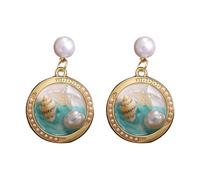 Pendientes con cadena conectados negros Sea Dangle Earrings Summer Beach Jewelry Beach Lovers Sea Themed Pendientes Individuales, talla única, Aleación de aluminio, Sin piedra preciosa