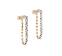 Pendientes con cadena mixta de AllSaints. Joyas colgantes en dos tonos, diseño moderno de delante hacia atrás. Fabricados en latón con cierre trasero