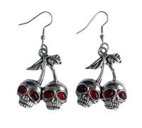 Pendientes con colgante de calavera gótica, diseño de esqueleto de Halloween, gancho de pez, joyería punk