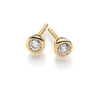 Pendientes Con Diamante Brillante 0,20ct. Solitario Redondo 750 Oro Amarillo