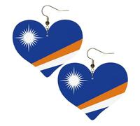 Pendientes con diseño de bandera de las Islas Marshall, elegantes aretes en forma de corazón, accesorios ligeros para mujer, perfectos para fiestas y día de San Valentín.