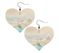 Pendientes con diseño de estrella de mar de playa, elegantes aretes en forma de corazón, accesorios ligeros para mujer, perfectos para fiestas y día de San Valentín.