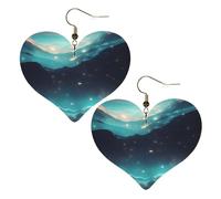 Pendientes con diseño de estrellas de ciencia ficción, elegantes en forma de corazón, accesorios ligeros para mujer, perfectos para fiestas y día de San Valentín.