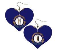 Pendientes con diseño de la bandera del estado de Kentucky, elegantes aretes en forma de corazón, accesorios ligeros para mujer, perfectos para fiestas y día de San Valentín.