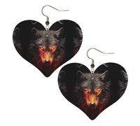 Pendientes con diseño de lobo rojo enojado, elegantes y ligeros en forma de corazón, accesorios para mujer, perfectos para fiestas y día de San Valentín.