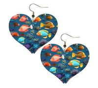 Pendientes con diseño de peces de arrecife submarinos, elegantes aretes en forma de corazón, accesorios ligeros para mujer, perfectos para fiestas y día de San Valentín.