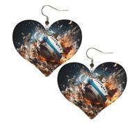 Pendientes con diseño de rugby on fire y elegantes en forma de corazón, accesorios ligeros para mujer, perfectos para fiestas y día de San Valentín.