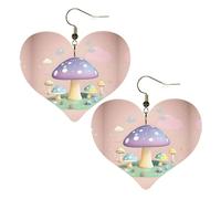 Pendientes con diseño de setas de dibujos animados, elegantes aretes en forma de corazón, accesorios ligeros para mujer, perfectos para fiestas y día de San Valentín.
