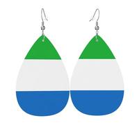 Pendientes con estampado de bandera de Sierra Leona para mujer, diseño de lágrima, regalo de moda, joyería para vacaciones casuales