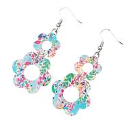 Pendientes con estampado de flores y leopardo, elegantes ganchos para las orejas, accesorio diseñado para la mujer moderna que ama los estilos, aretes acrílicos de moda, talla única, como se describe
