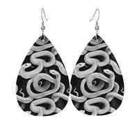 Pendientes con estampado de serpiente blanca para mujer, aretes de cuero de lágrima de moda para mujer, joyería colorida y moderna