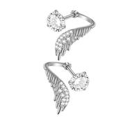 Pendientes con forma de ala de ángel, para uso diario, accesorio de moda para mujer, textura de acero inoxidable, adecuados para un aspecto moderno, diseño de ala, One Size, Metal, Sin piedra preciosa
