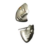 Pendientes con forma de cara, diseño artístico exagerado, textura de aleación, adecuados para mujeres jóvenes, aretes de aleación de varios eventos