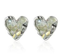 Pendientes con forma de corazón con amatistas brillantes, delgados, cómodos para el refinamiento diario, pendientes de plan de afecto, m, como se describe