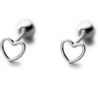 Pendientes con forma de corazón de plata de ley chapados en oro para cartílago y cartílago, pendientes de tuerca para mujeres y niñas, plata de ley
