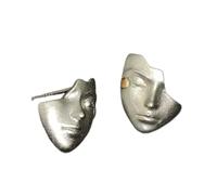 Pendientes con forma de de máscara, diseño artístico exagerado, textura de aleación, adecuado para mujeres jóvenes, pendientes de para varios eventos