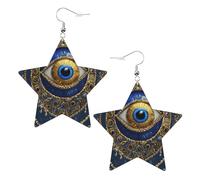 Pendientes con forma de estrella de mal de ojo, aretes colgantes modernos, joyería de declaración para mujer para la oficina diaria