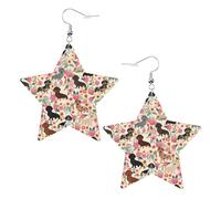 Pendientes con forma de estrella de perro salchicha, aretes colgantes modernos, joyería de declaración para mujer para la oficina diaria