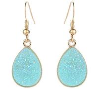 Pendientes con forma de gota de agua, pendientes de aro de racimo de cristal de imitación para regalos de cumpleaños para niñas y mujeres, azul lago Convenient Design