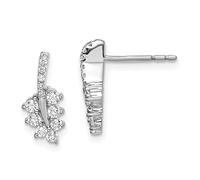 Pendientes con forma de hoja de oro de 14 quilates con diamantes cultivados en laboratorio SI1/SI2, GHI