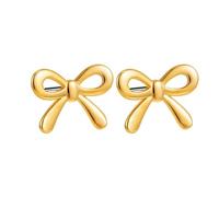 Pendientes con lazo chapado en oro de 18 K, joyas lindas y de moda, para mujer, regalo de parejas, para bodas, fiestas o diarios, minimalistas, delicadas, hipoalergénicas, accesorio de moda, Petit