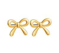 Pendientes con lazo chapado en oro de 18 K, joyas lindas y de moda, para mujer, regalo de parejas, para bodas, fiestas o diarios, minimalistas, delicadas, hipoalergénicas, accesorio de moda, Petit