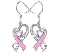 Pendientes con lazo de corazón 2025, joyería de concientización sobre el cáncer de mama, regalo para mujeres