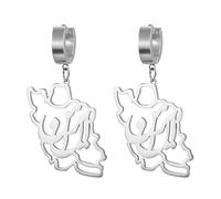 Pendientes con mapa de Irán Pendientes con bandera iraní y caligrafía persa Joyas patrióticas, orgullo por el patrimonio, paz Serie de recuerdos Regalos para mujeres («ایران» - Irán plata)