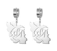 Pendientes con mapa de Irán Pendientes con bandera iraní y caligrafía persa Joyas patrióticas, orgullo por el patrimonio, paz Serie de recuerdos Regalos para mujeres («آزادی» - Libertad plata)