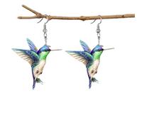 Pendientes con postes largos para mujer, novedosos, coloridos, elegantes, largos, loros, colibríes, colgantes de animales, joyería, talla única, Acrílico, Sin piedra preciosa