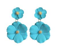 Pendientes Con Tachuelas De Flores Coloridas Pendientes Colgantes Con Textura De Hierro Joyería Para Las Orejas Adecuado Para Regalo Individual Pendientes Florales Multicapa