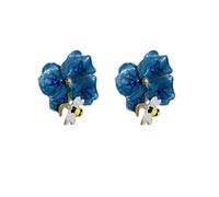 Pendientes conmemorativos Forget Me Not, joyería de moda hecha a mano para mujer, flor de abeja, joyería pintada con aguja de plata, aretes lindos y delicados azules para mujer