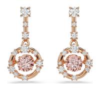 Pendientes Constella, Talla redonda, Dancing Stone, Rosas, Acabado en oro rosa de 18 quilates OS