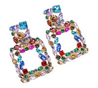 Pendientes contemporáneos no coincidentes, mezcla de colores vibrantes, accesorios de oreja de metal ligeros para orejas sensibles, uso diario, geométricos para mujer, aro geométrico colorido, One