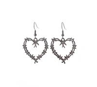 Pendientes Corazón Alambre de Púas Moda Colgantes para Mujer Ligero Declaración Joyería Charmes Regalos (Marrón)