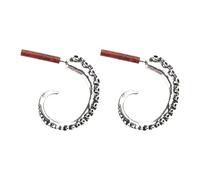 Pendientes creativos de cola de calamar, exquisitos aretes de tentáculos chapados en plata retro a juego para Street Shoo Silver