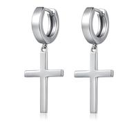 Pendientes Cruz Hombre Plata Mujer 925 Esterlina Plata Masculina Femenina Estilo Religioso Largos Grandes