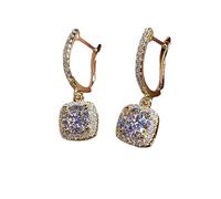 Pendientes cuadrados de circonita, diseños llenos de diamantes para uso diario, fiestas, pendientes de cobre, talla única, como se describe