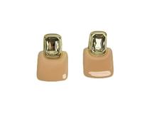 Pendientes cuadrados de metal con espejo exagerado de resina, estilo retro, temperamento femenino, regalo 02