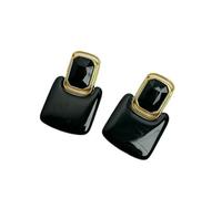 Pendientes cuadrados de metal con espejo exagerado de resina, estilo retro, temperamento femenino, regalo 04